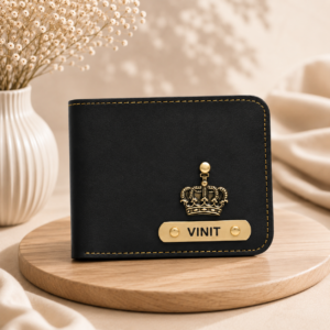 Personalized Black Wallet for Men | Custom Name Leather Wallet