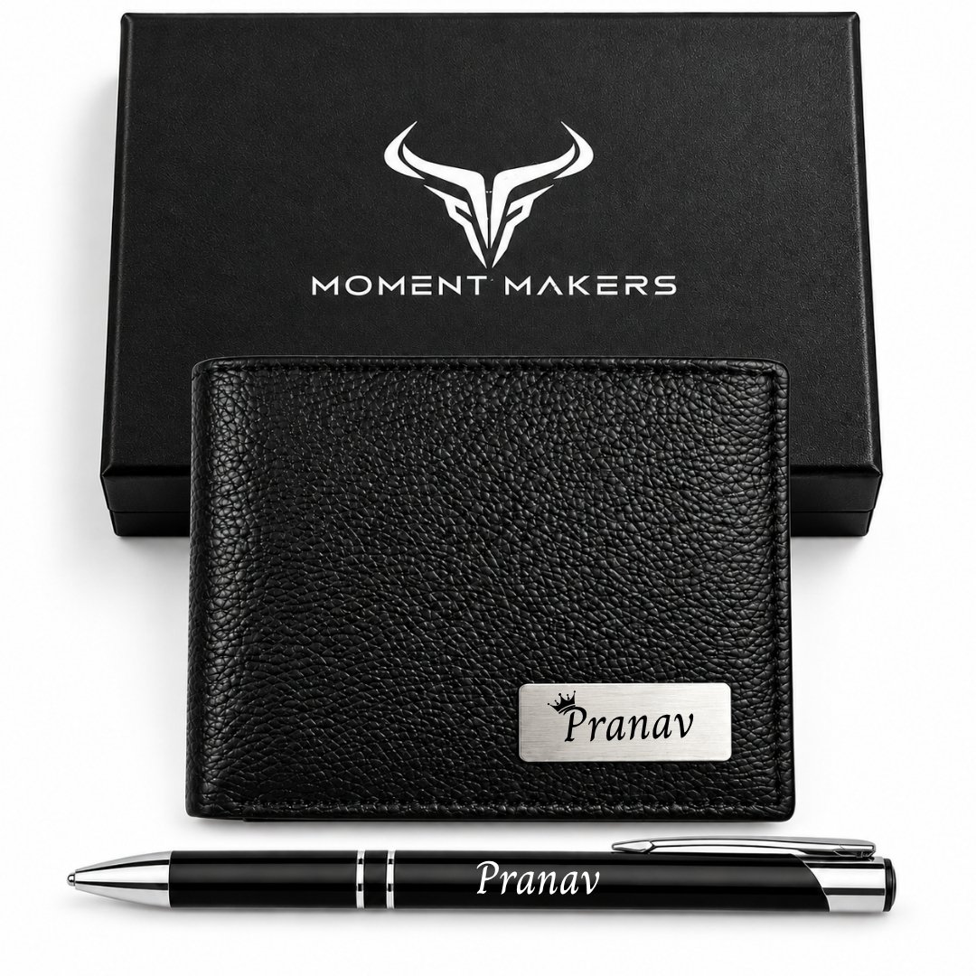 Premium Wallet + Black Clip Pen Combo
